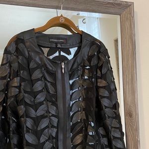 Laser Cut Faux Leather Jacket
